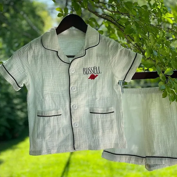 Short Sleeve Button Down Pajamas | Kids