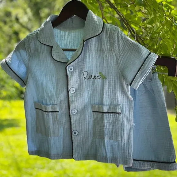 Short Sleeve Button Down Pajamas | Kids