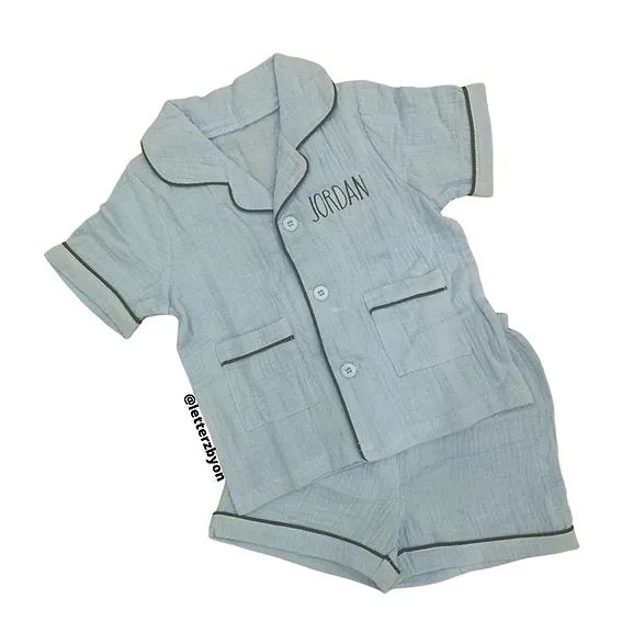 Short Sleeve Button Down Pajamas | Kids