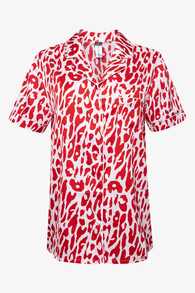 Short Sleeve Button Through Pyjama Red