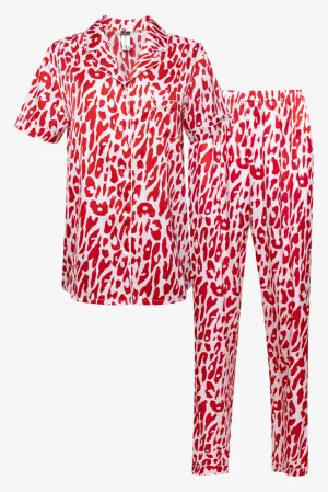 Short Sleeve Button Through Pyjama Red