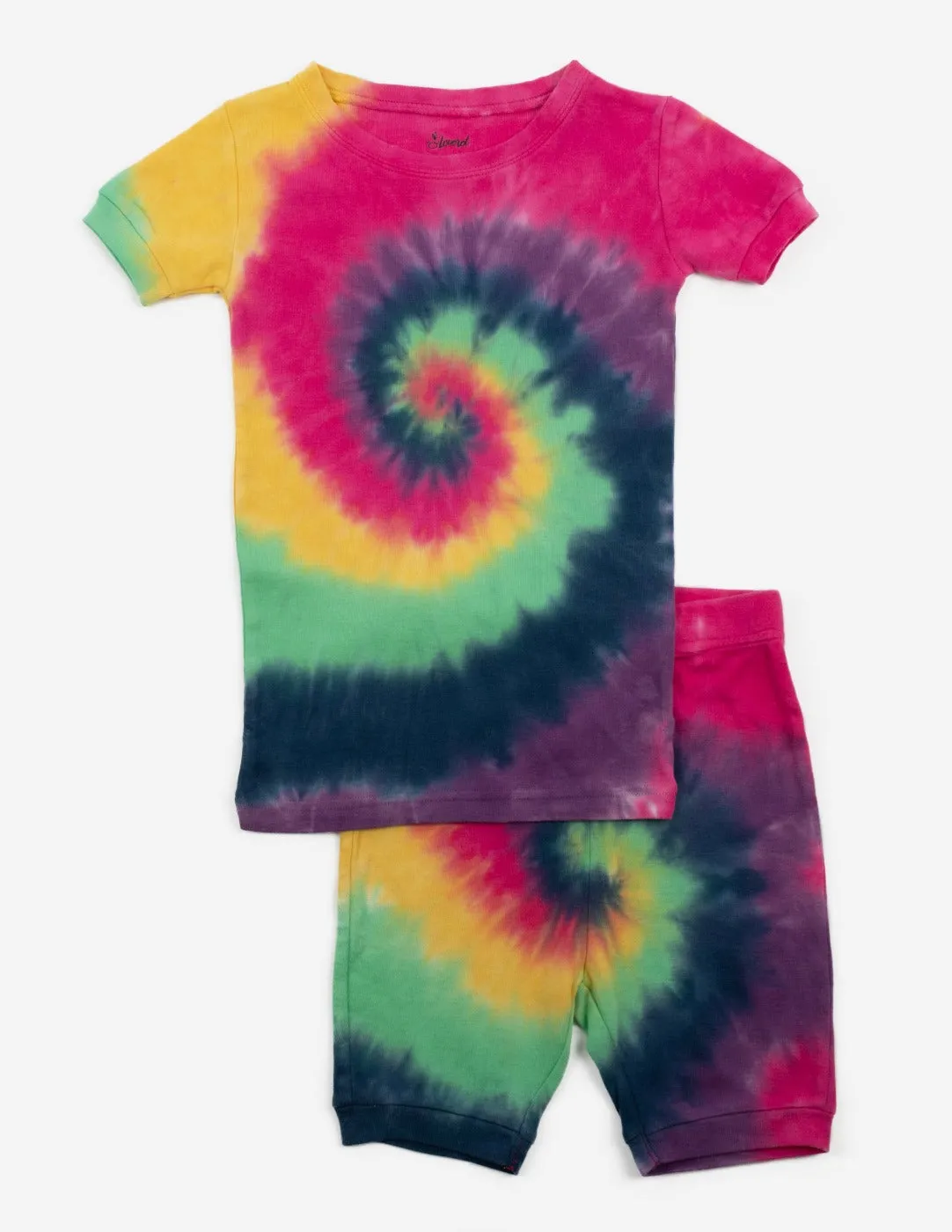 Short Sleeve Swirl Tie Dye Cotton Pajamas