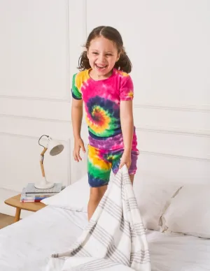 Short Sleeve Swirl Tie Dye Cotton Pajamas