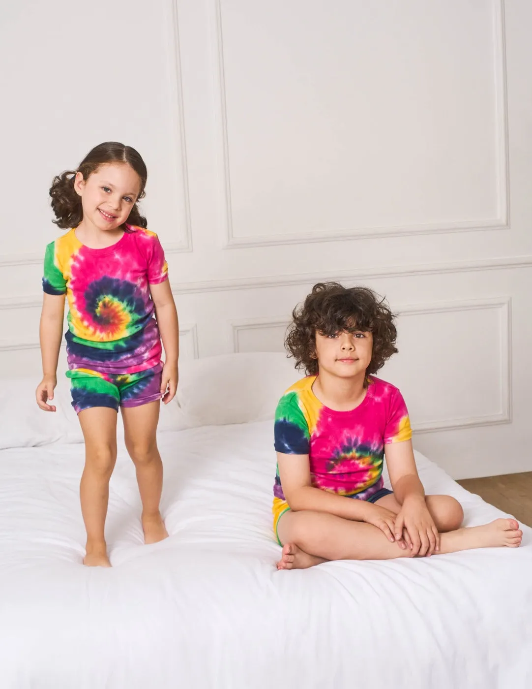 Short Sleeve Swirl Tie Dye Cotton Pajamas