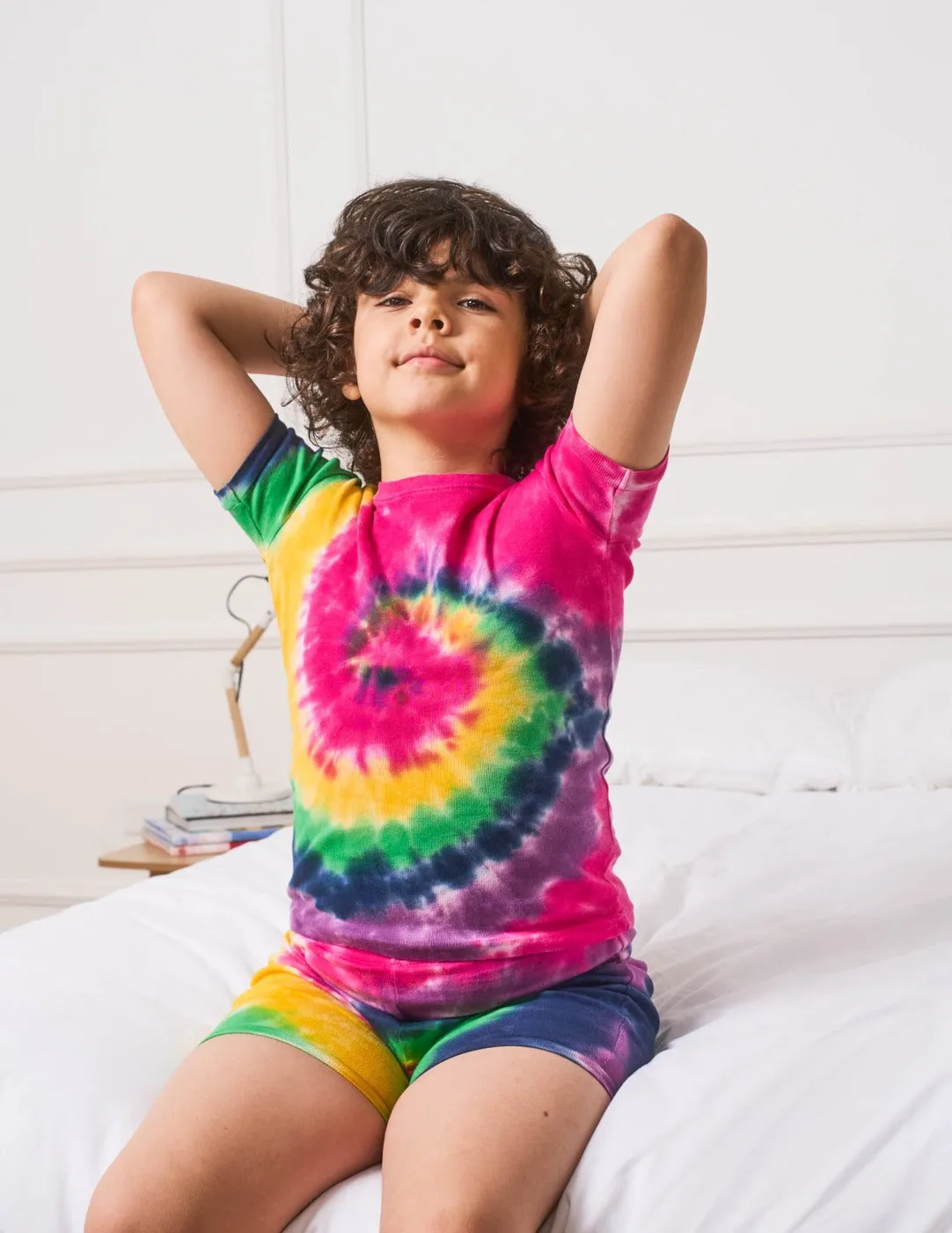 Short Sleeve Swirl Tie Dye Cotton Pajamas