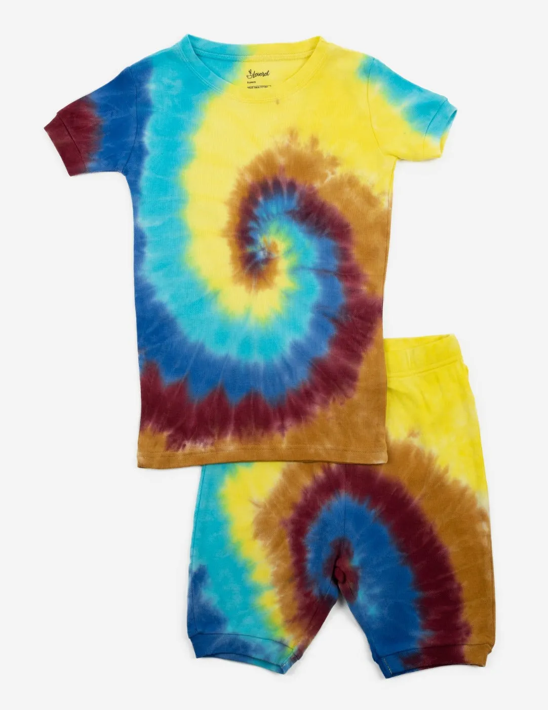 Short Sleeve Swirl Tie Dye Cotton Pajamas