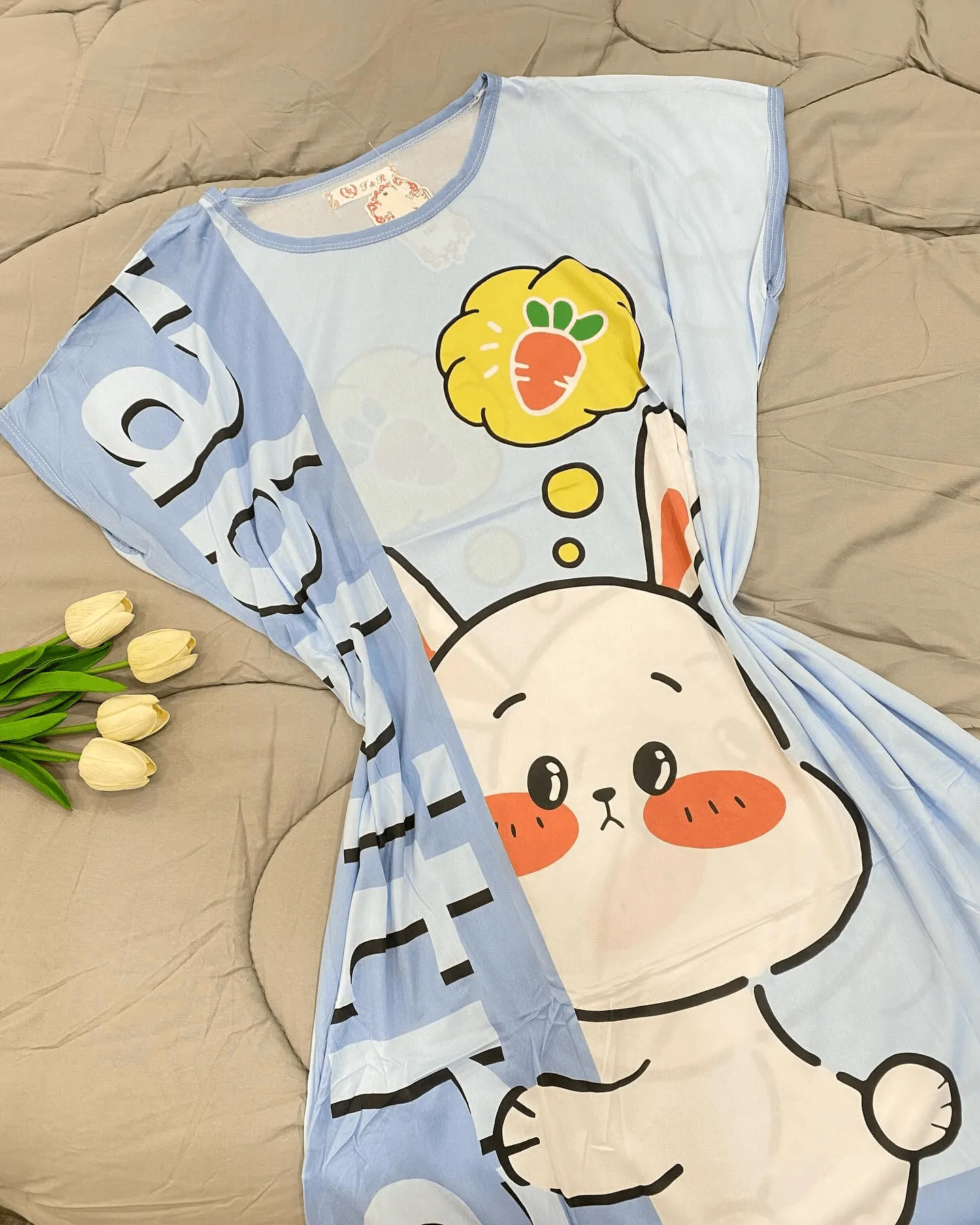 Short Sleeved Nightgown Loose Casual Sleepwear - N756