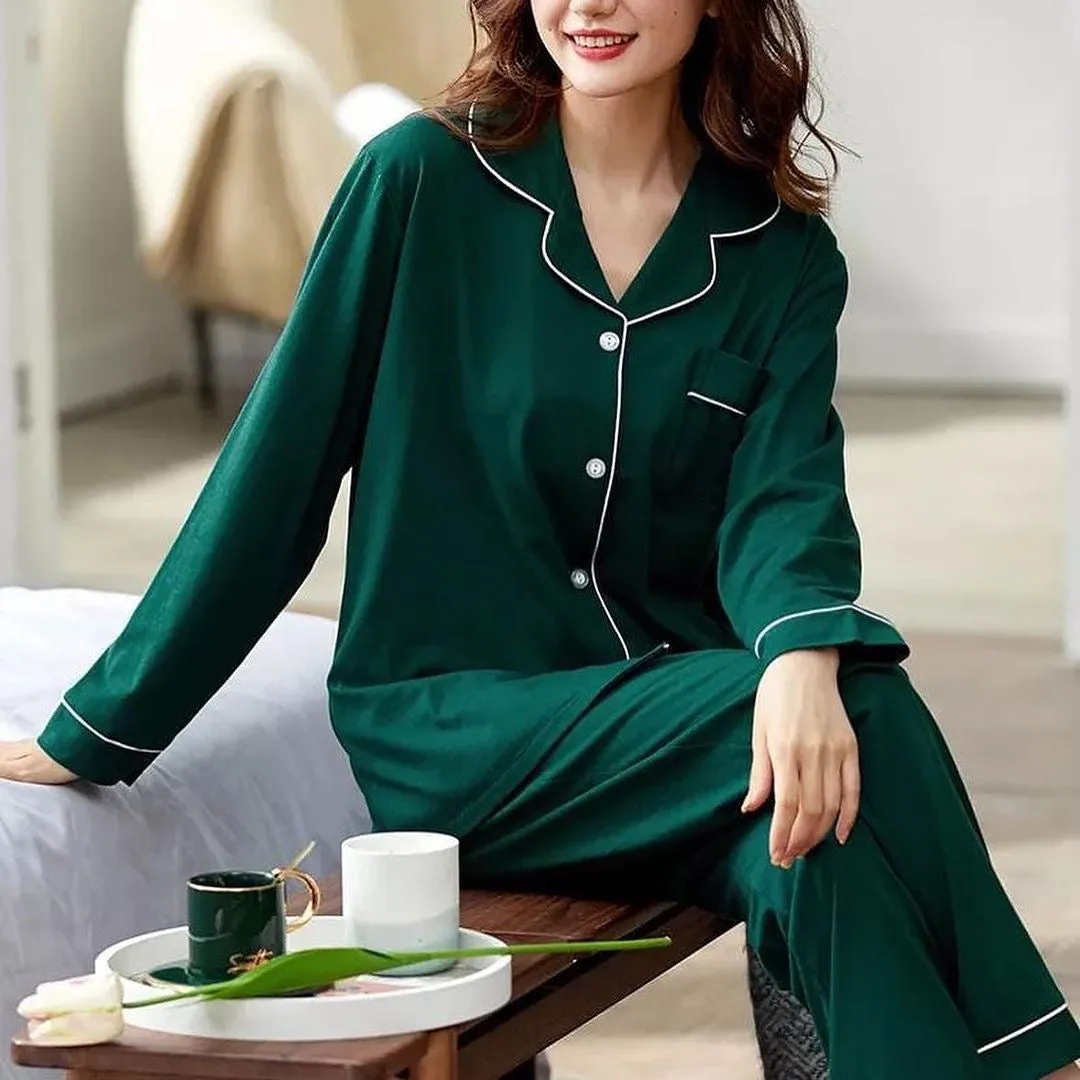 Silk Pijama Sets Sleepwear Long-Sleeve Ice Silk Night Wear