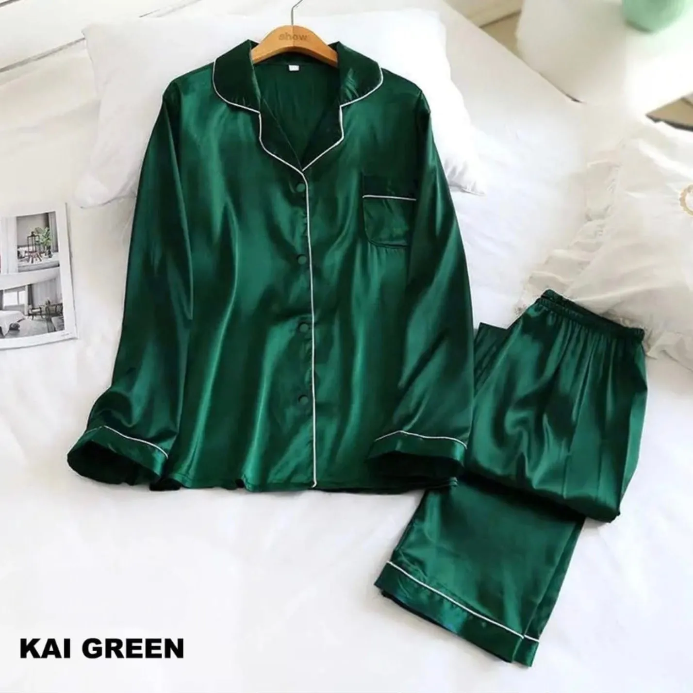 Silk Pijama Sets Sleepwear Long-Sleeve Ice Silk Night Wear