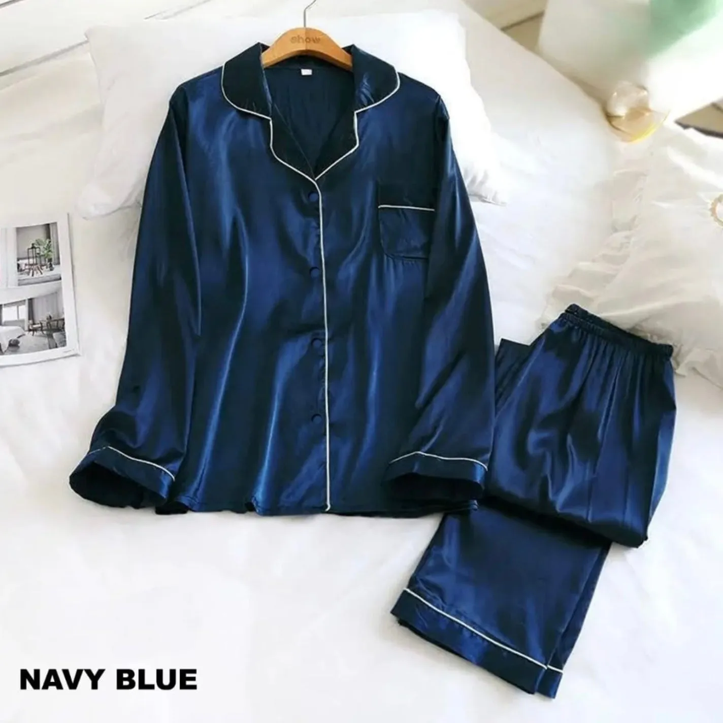 Silk Pijama Sets Sleepwear Long-Sleeve Ice Silk Night Wear