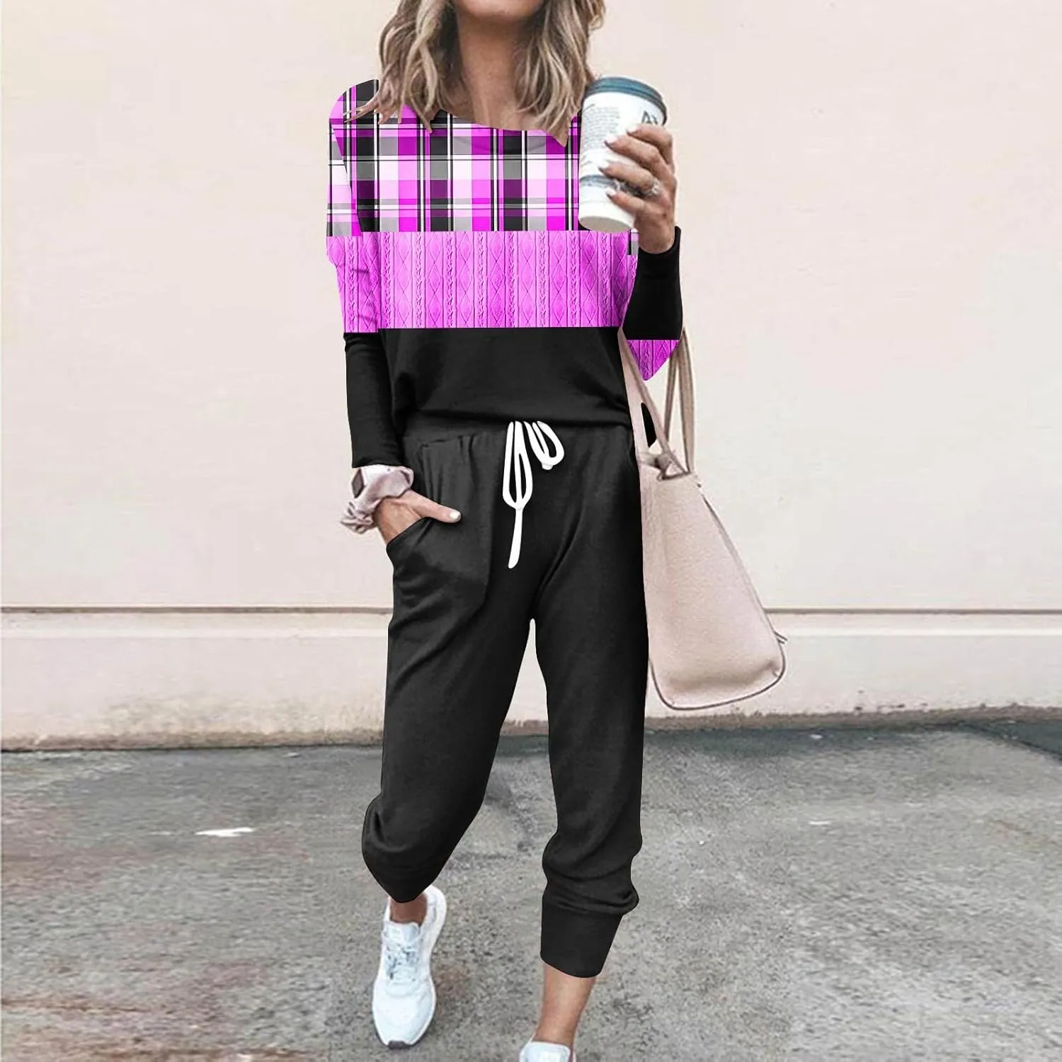 Silk Satin Pajamas Set Women Women's Two Outfit Long Sleeve Crewneck Pullover Tops and Long Pants Tracksuit Camisole