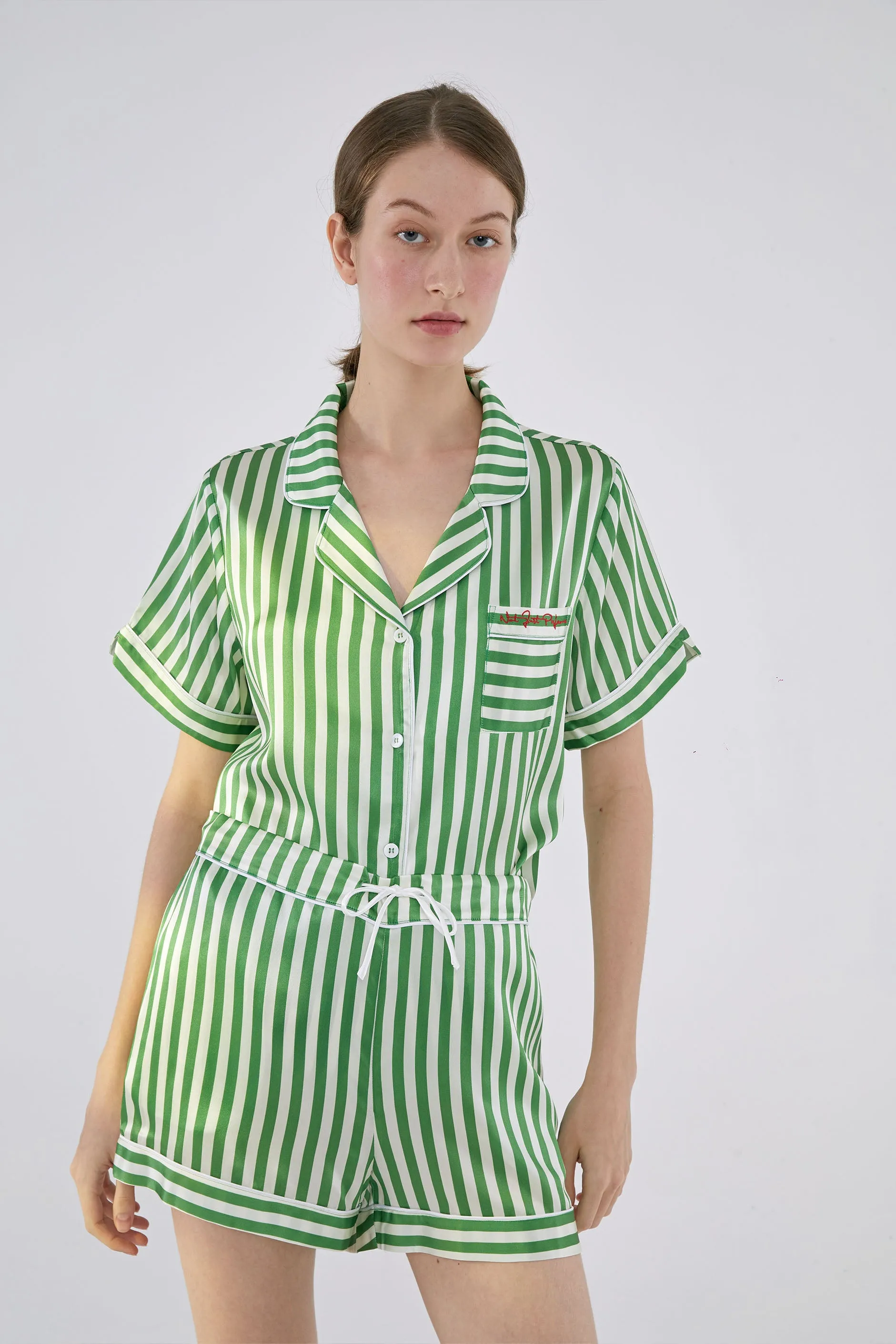 Silk Stripes Short Pajama Set