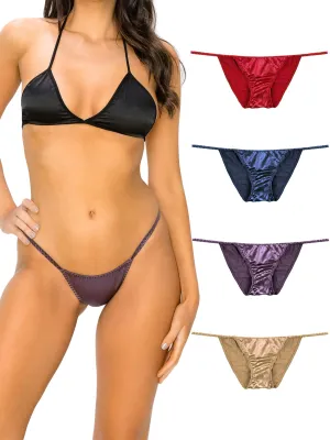 Silky Sexy Satin Tanga Panties Small - Plus Size Women Underwear Multi-Pack