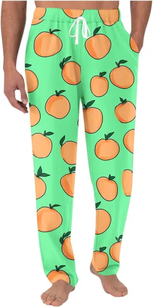 Sinzelimin Men's Pajamas Pants Fashion Print Baggy Comfy Casual Home Trouser Lace up Elastic Waist Wide Leg Sweatpant