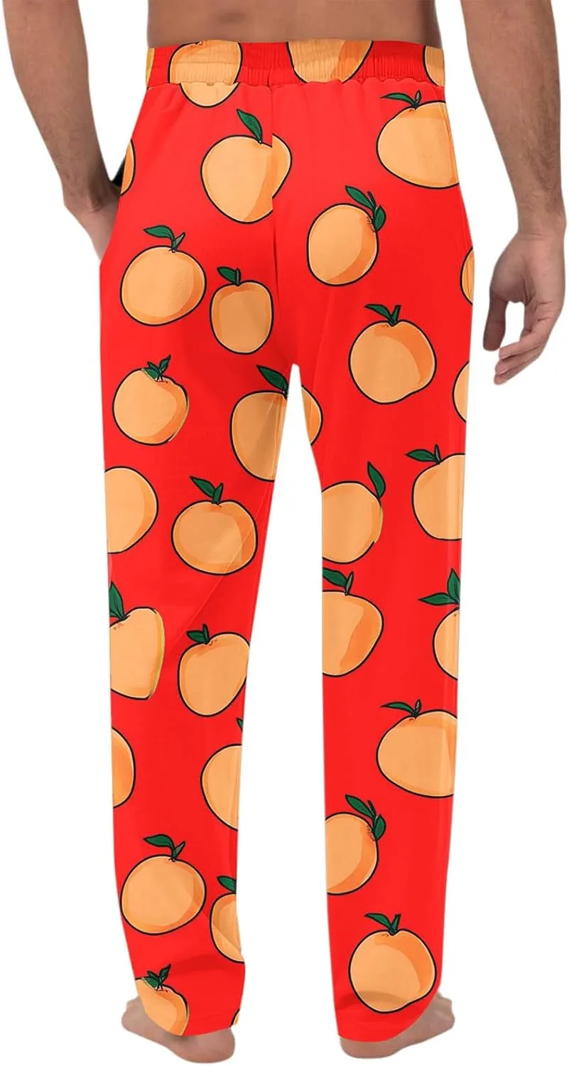 Sinzelimin Men's Pajamas Pants Fashion Print Baggy Comfy Casual Home Trouser Lace up Elastic Waist Wide Leg Sweatpant