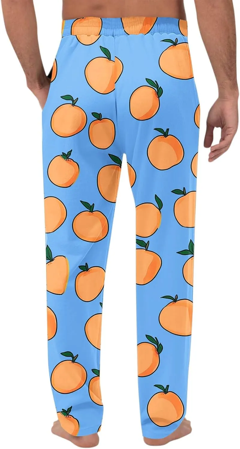 Sinzelimin Men's Pajamas Pants Fashion Print Baggy Comfy Casual Home Trouser Lace up Elastic Waist Wide Leg Sweatpant