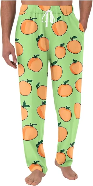 Sinzelimin Men's Pajamas Pants Fashion Print Baggy Comfy Casual Home Trouser Lace up Elastic Waist Wide Leg Sweatpant