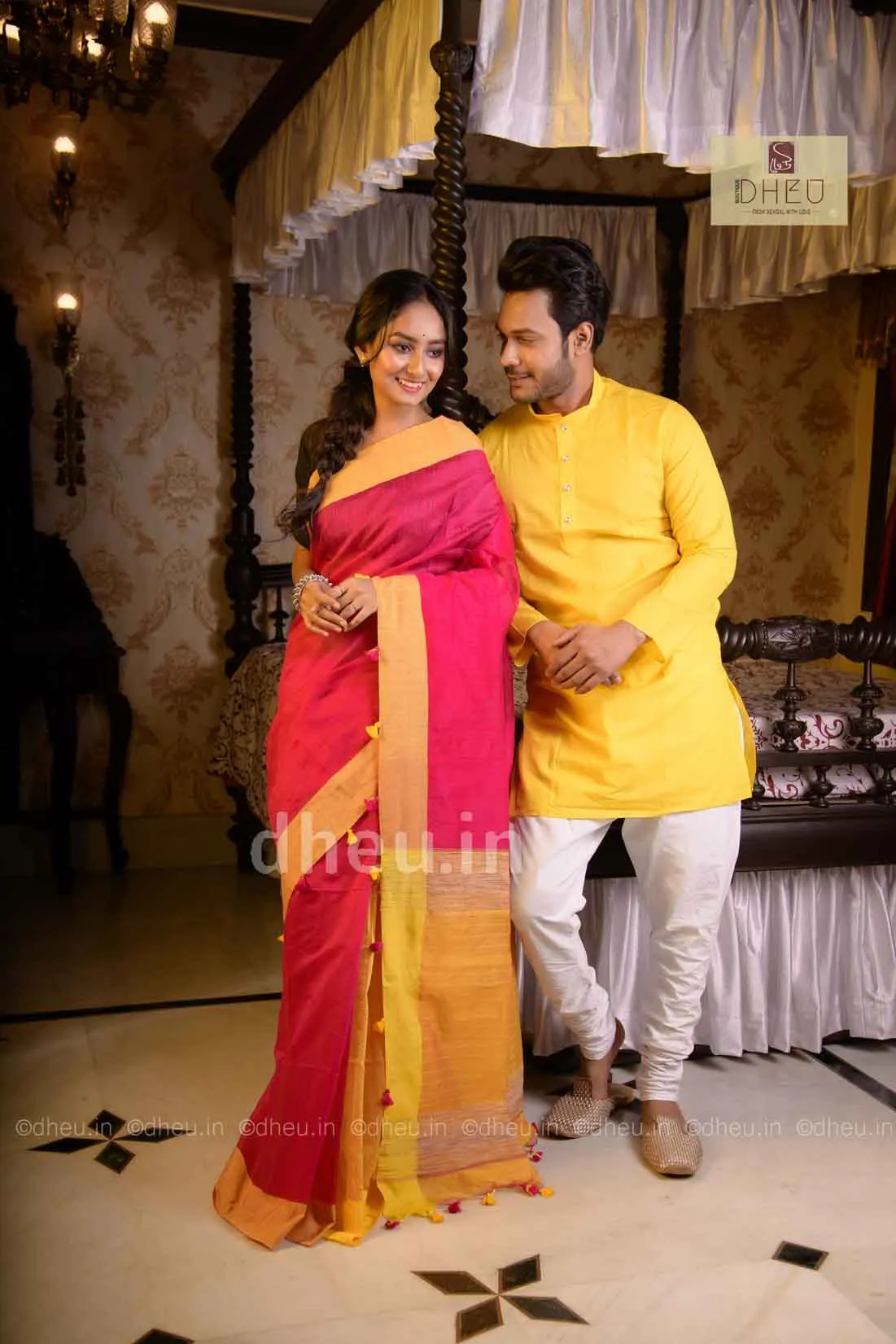 Sirf Tum- Handloom Silk Saree-Kurta Couple Set