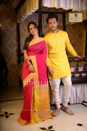 Sirf Tum- Handloom Silk Saree-Kurta Couple Set
