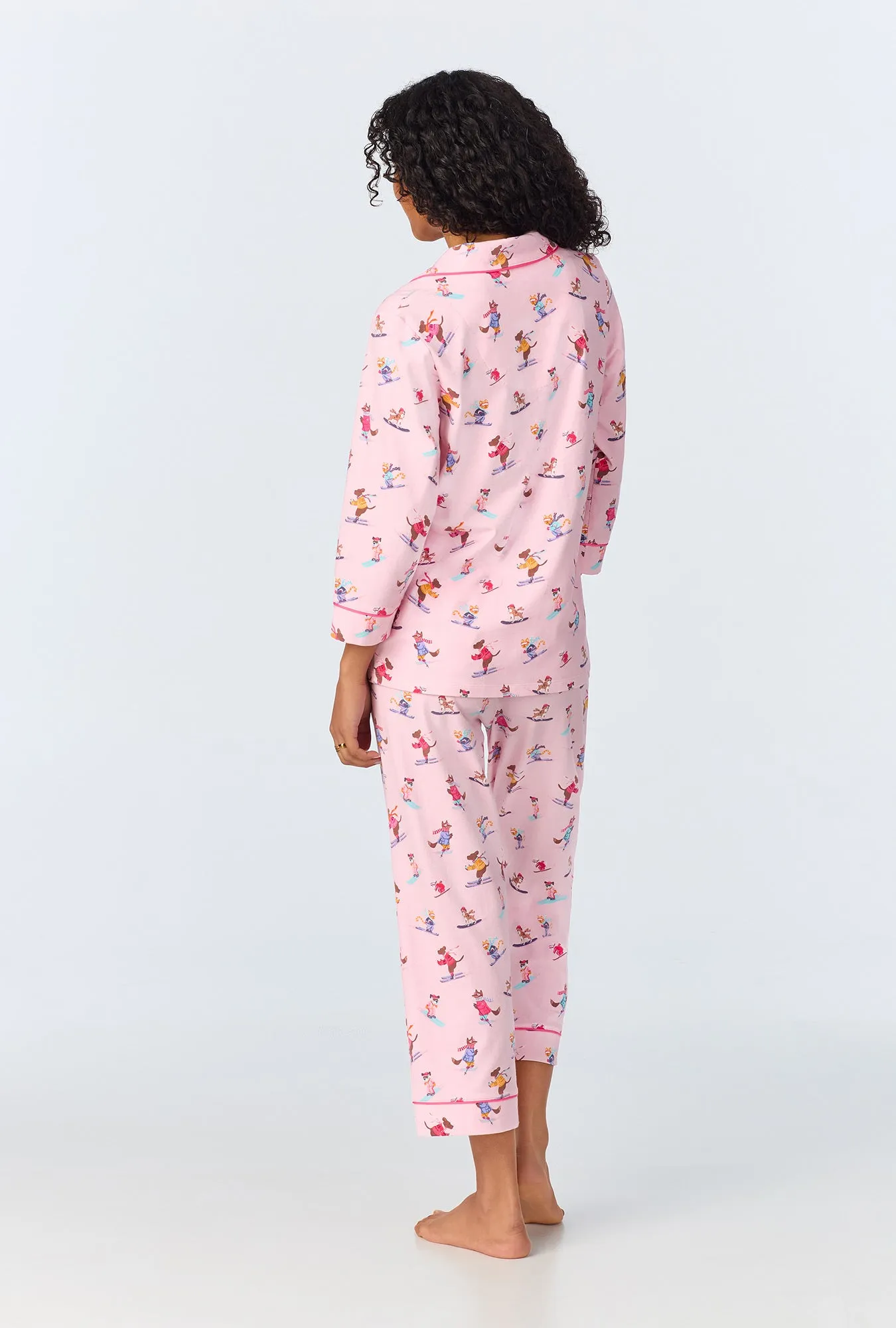 Ski Season 3/4 Sleeve Classic Stretch Jersey Cropped PJ Set