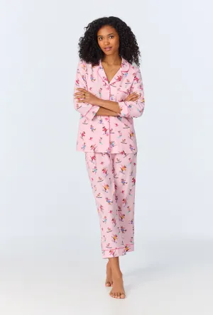 Ski Season 3/4 Sleeve Classic Stretch Jersey Cropped PJ Set