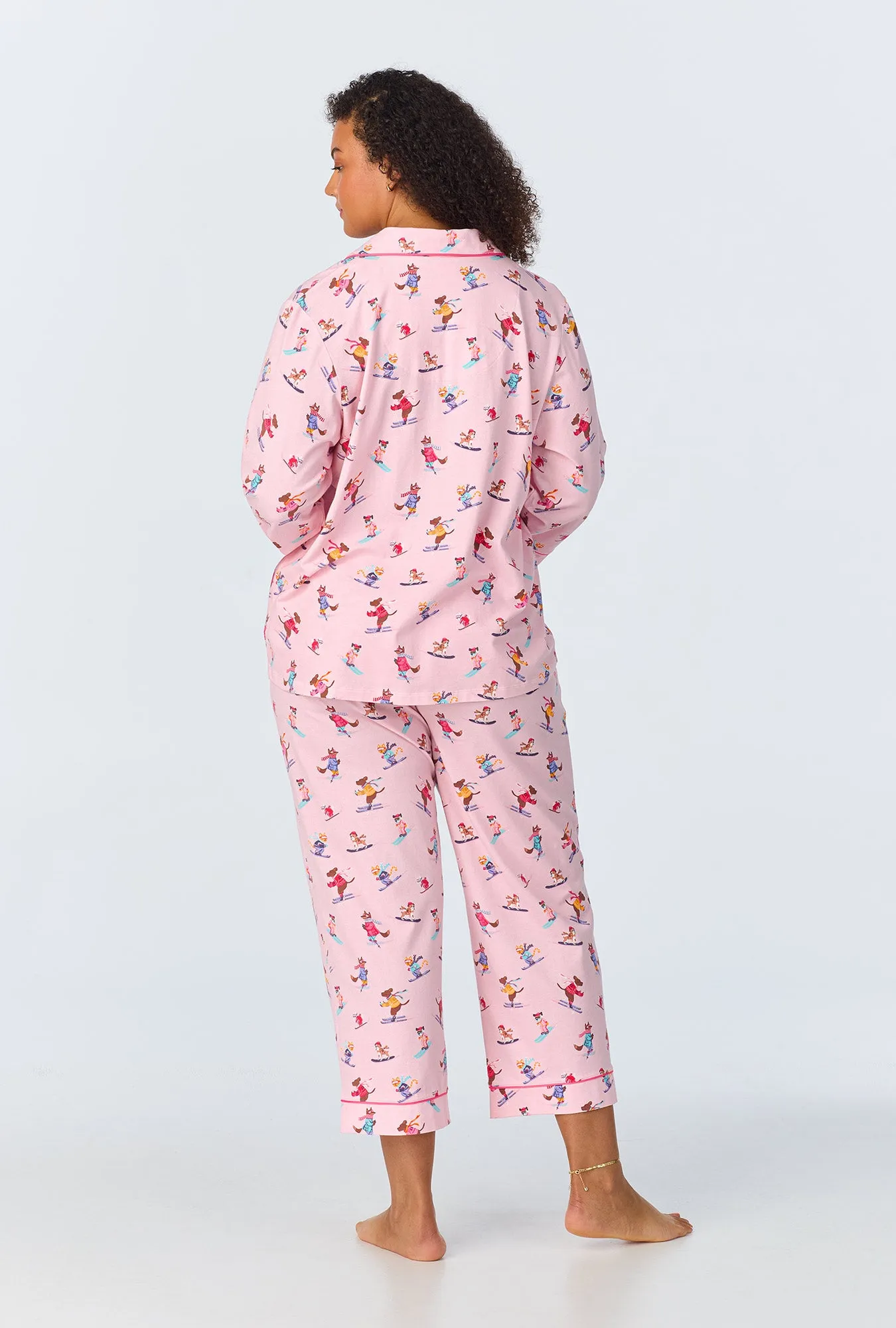 Ski Season 3/4 Sleeve Classic Stretch Jersey Cropped PJ Set