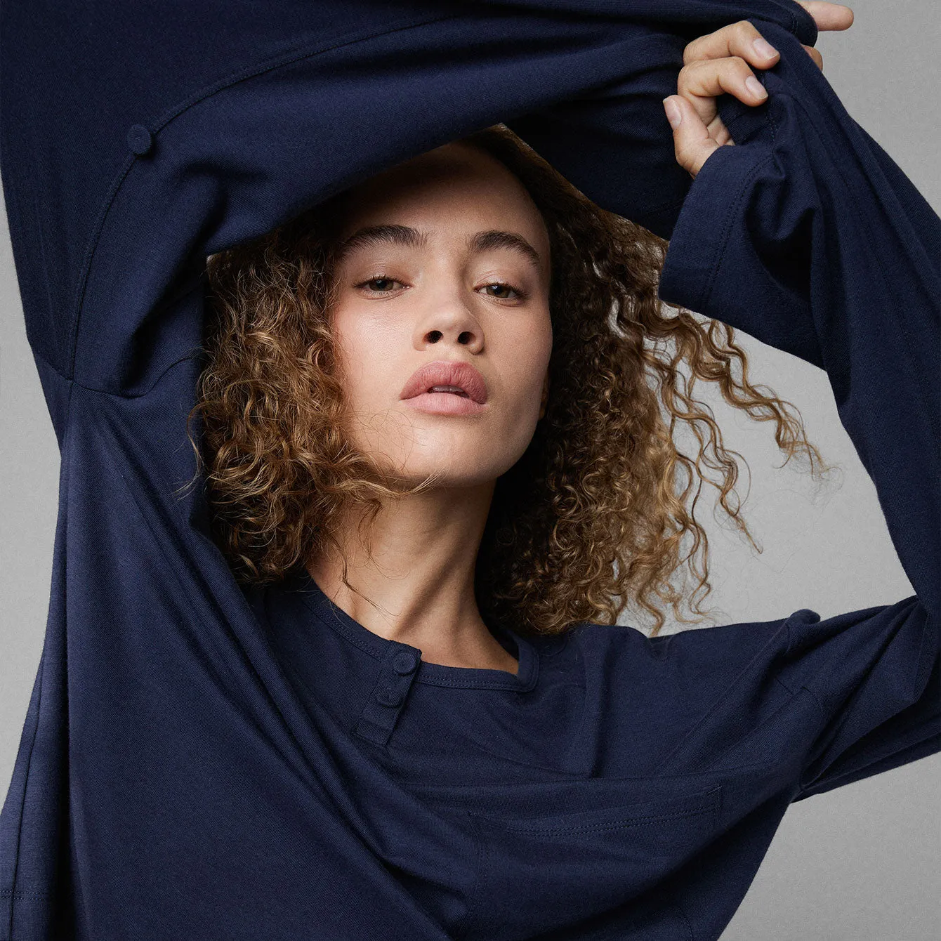 Slumberknit™ Long Sleeve Henley Short Set