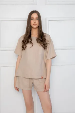 Sofa Killer beige linen women lounge wear set