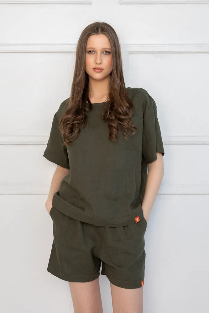 Sofa Killer beige linen women lounge wear set