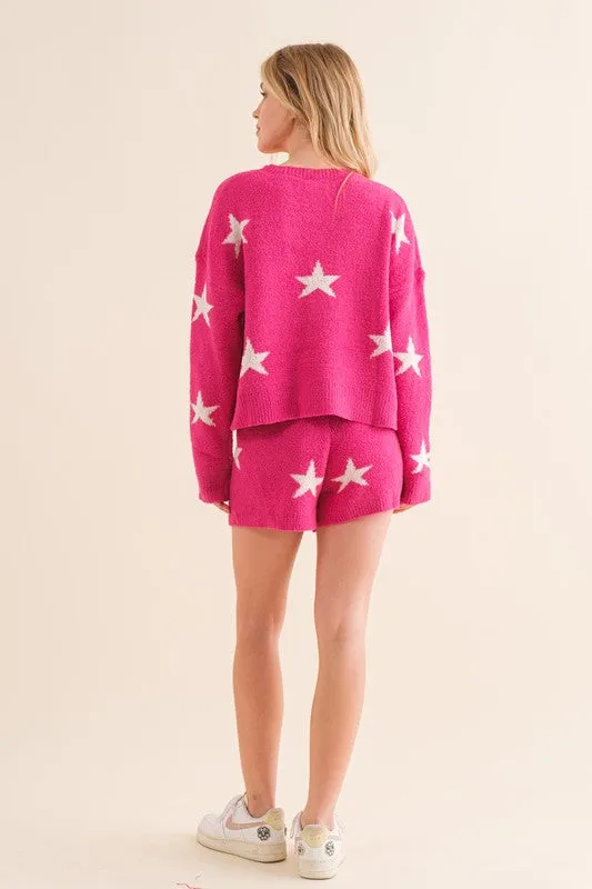 Soft Long Sleeve Star Pattern Two Piece Set