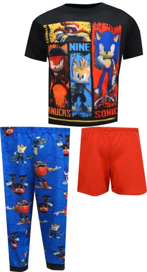 Sonic the Hedgehog with Eggman Nine and Knucks 3 Piece Pajamas
