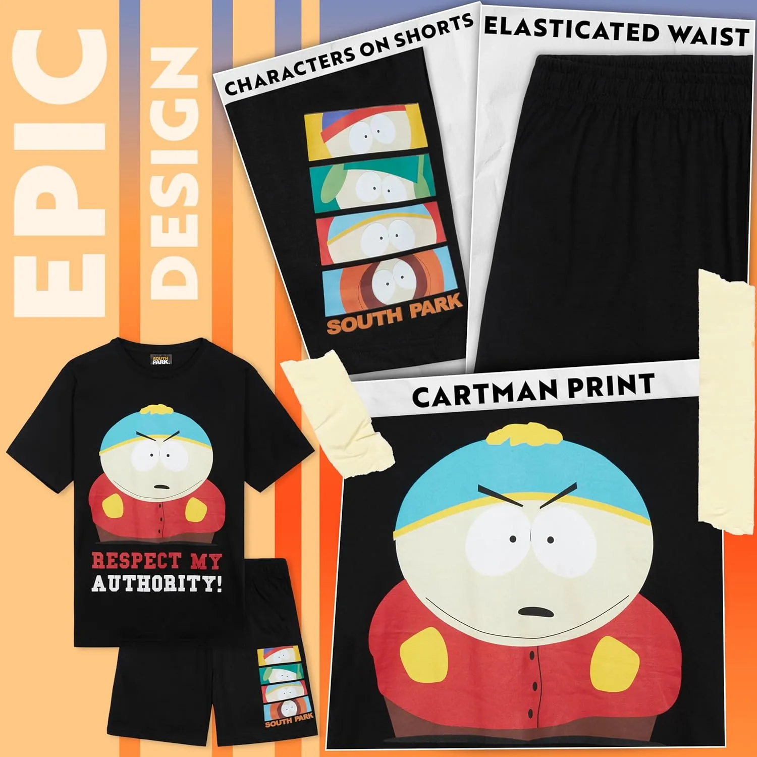 South Park Pajama Set for Men Short Lounge Set PJs Comfy Sleepwear Funny Gifts