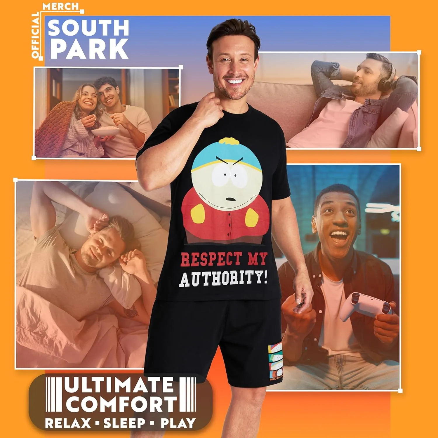 South Park Pajama Set for Men Short Lounge Set PJs Comfy Sleepwear Funny Gifts