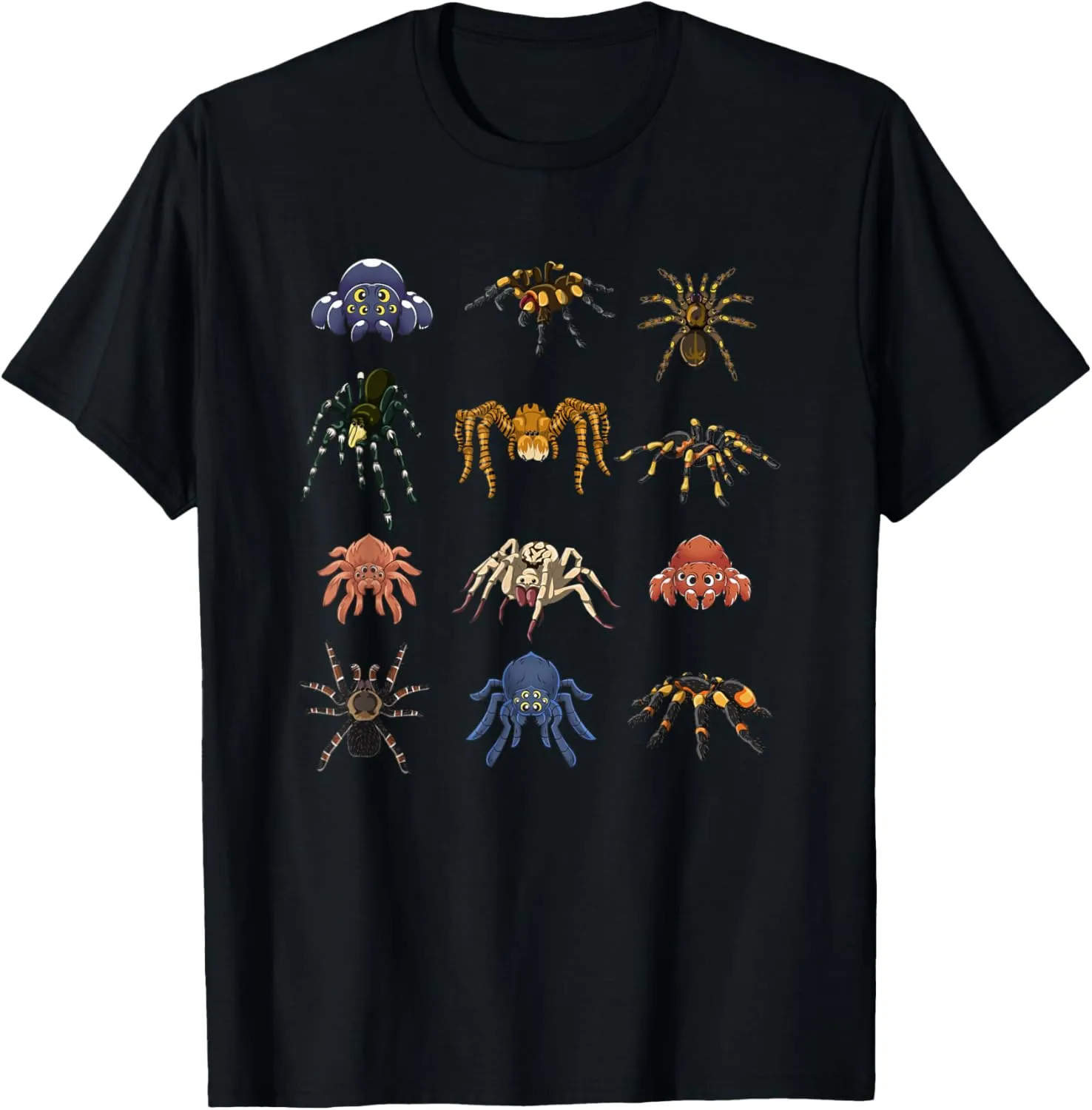 Spider Animal Gifts Black Short Sleeve T-Shirt, Tarantula Arthropod Spider for Arachnid Enthusiasts, Unisex-Kids, Small