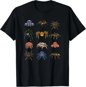 Spider Animal Gifts Black Short Sleeve T-Shirt, Tarantula Arthropod Spider for Arachnid Enthusiasts, Unisex-Kids, Small