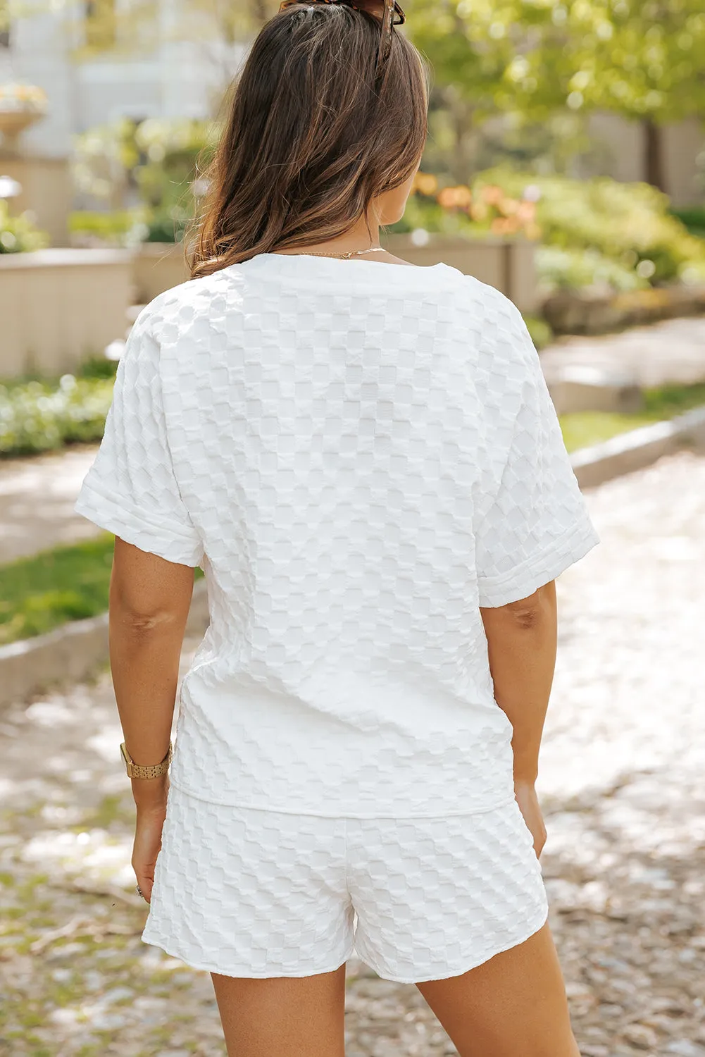 Split Neck Top and Shorts Set
