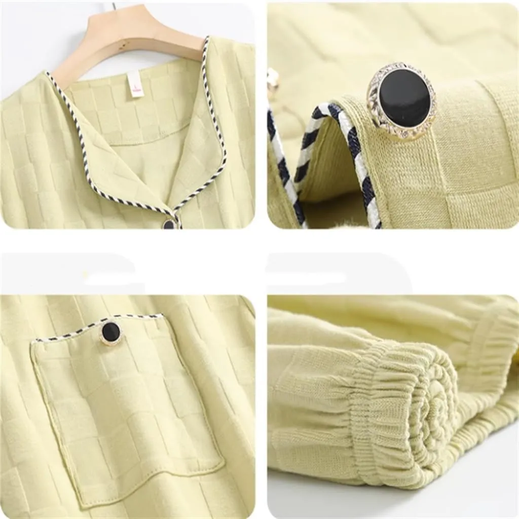 Spring and Autumn Pajamas Women's Long-sleeved Plus Size Home Wear Set Can Be Worn Outside