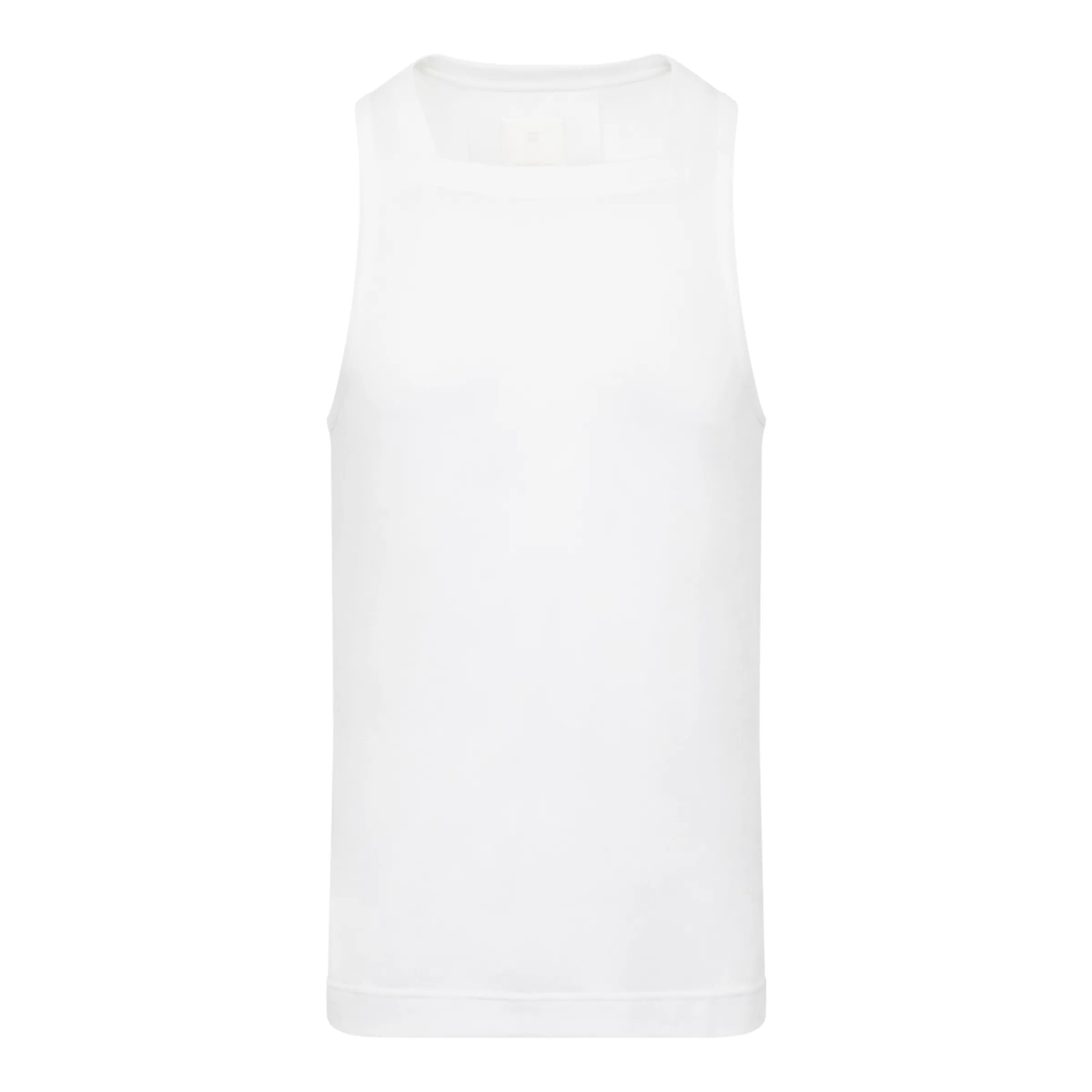Square Neck Edge Tank Top in White