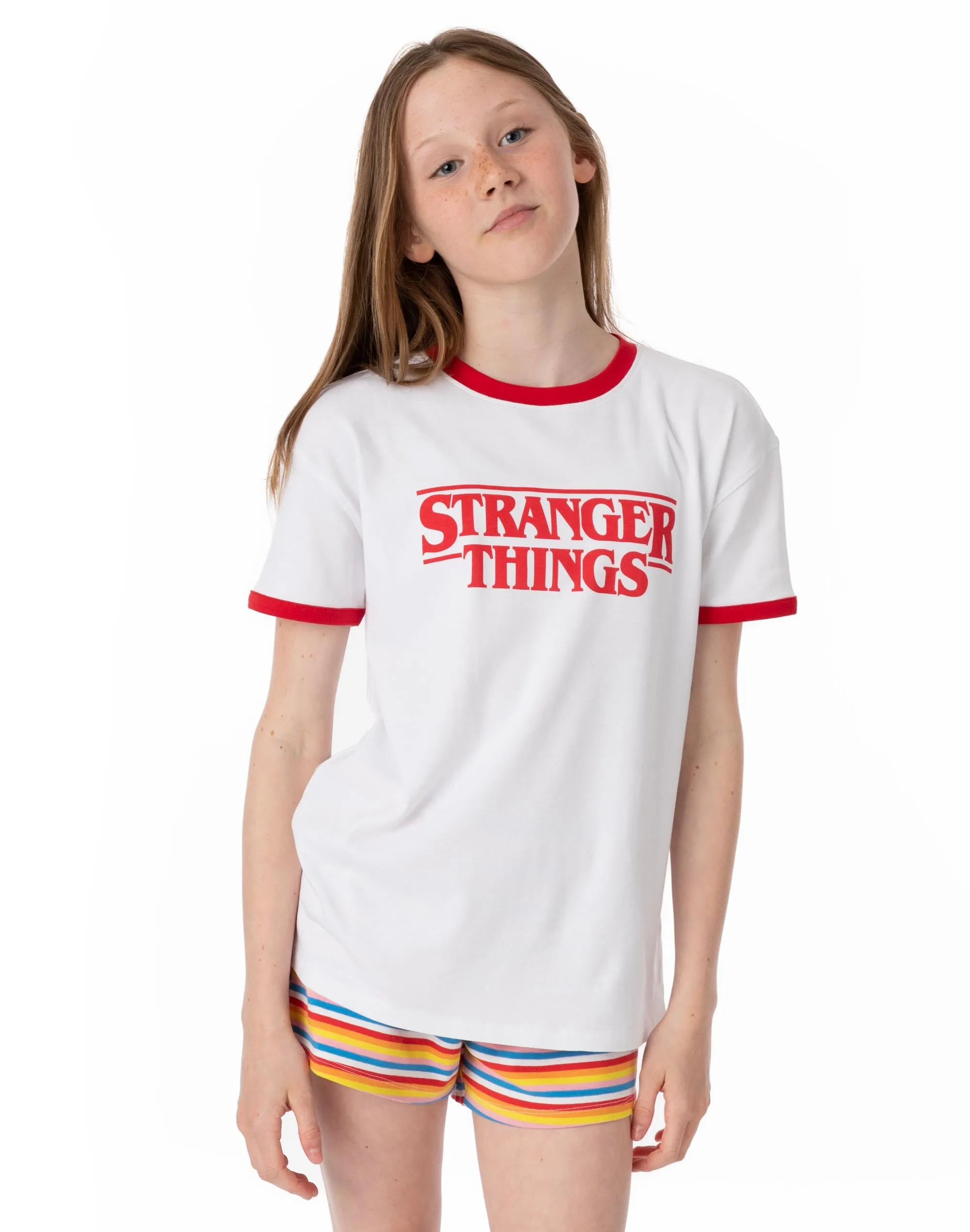 Stranger Things Girls Striped Max Shorts And T-Shirt Pyjamas