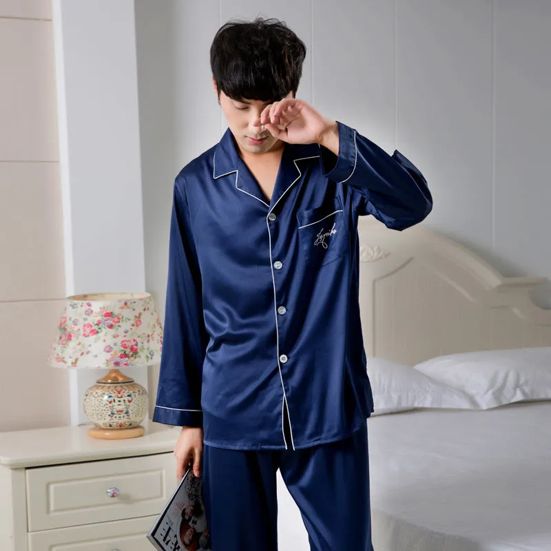 Stretch satin chiffon pajamas -  Men's Pajama Set