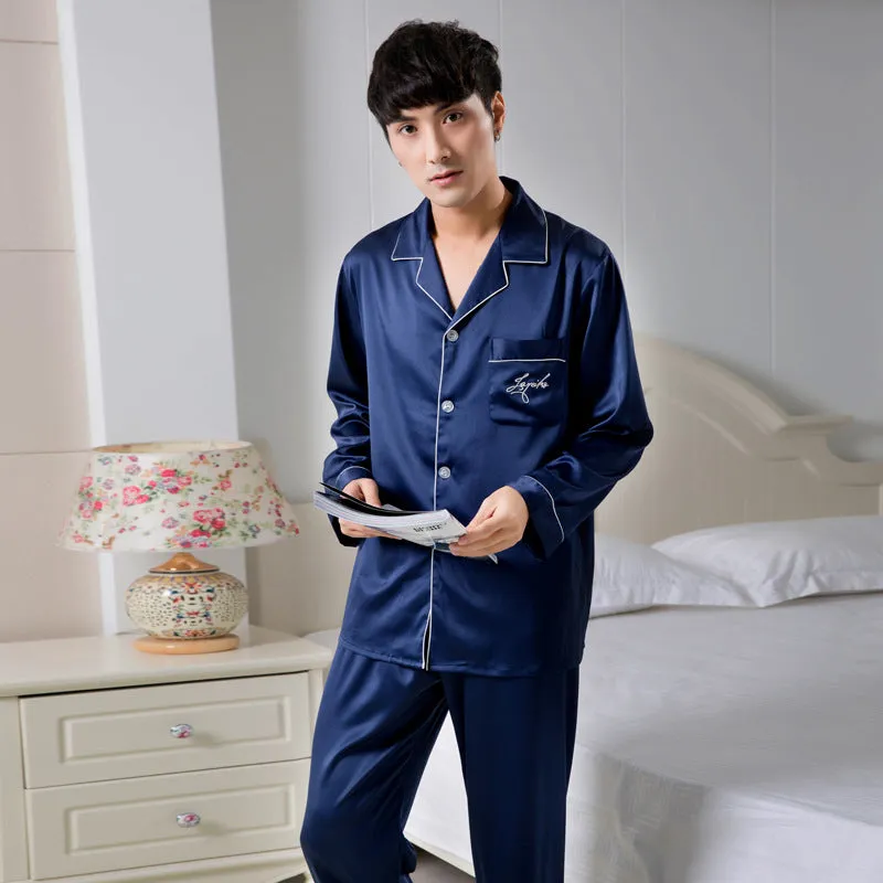 Stretch satin chiffon pajamas -  Men's Pajama Set
