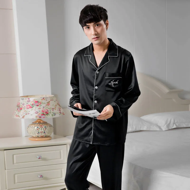 Stretch satin chiffon pajamas -  Men's Pajama Set