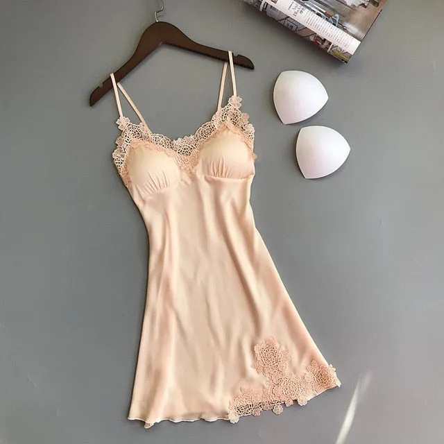 Stylish Sexy Women's Lace Silk Night Dress 4-piece Sets