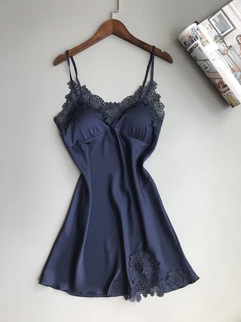 Stylish Sexy Women's Lace Silk Night Dress 4-piece Sets