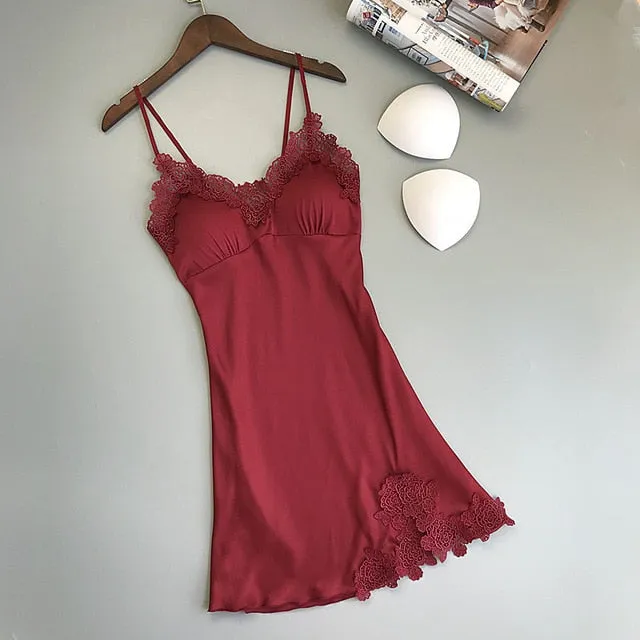 Stylish Sexy Women's Lace Silk Night Dress 4-piece Sets
