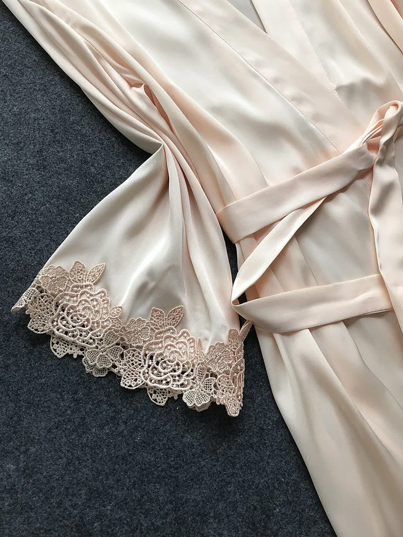 Stylish Sexy Women's Lace Silk Night Dress 4-piece Sets