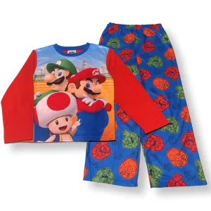 Super Mario Boys' Pajama Set Kids 2pc Fleece PJs, 4-10, Red