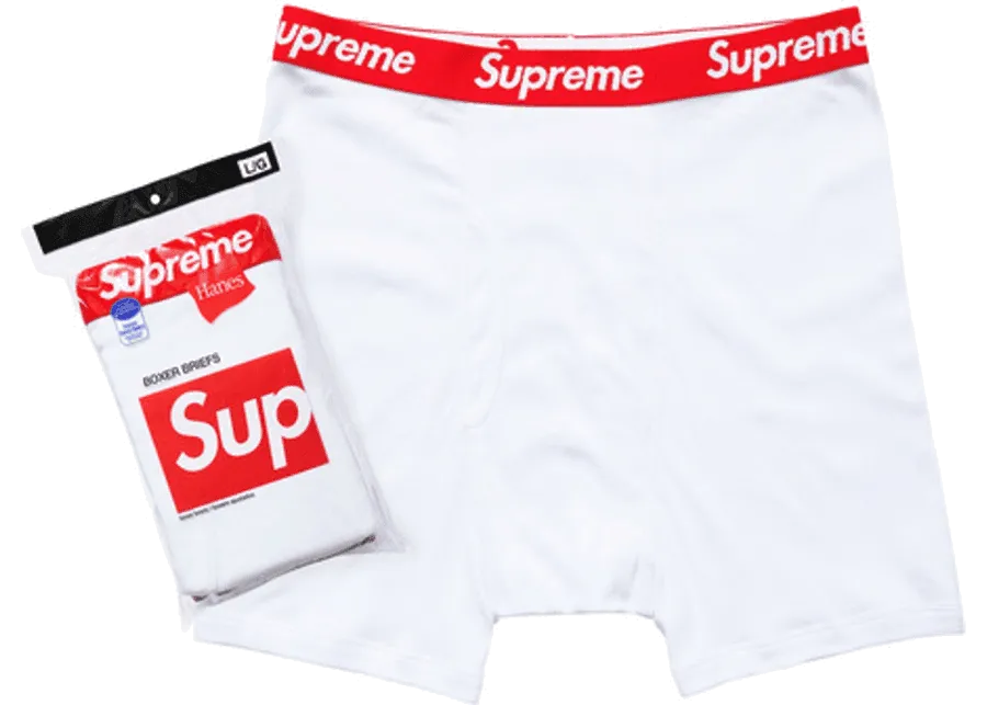Supreme Hanes Boxer Briefs White