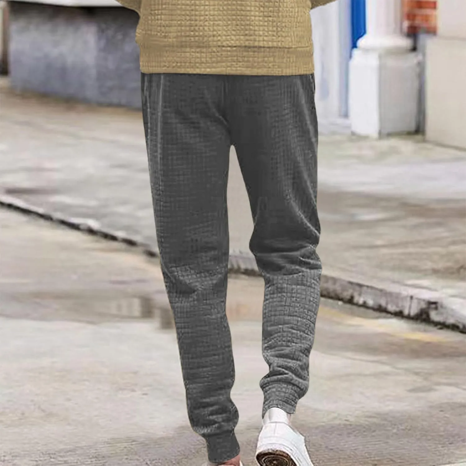 Sweatpants for Men Loose Fit Open Bottom Trouser Lightweight Athletic Long Pant Mens Jogger Sweatpants with Pockets