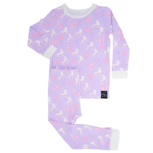 Sweet Bamboo Long Sleeve & Long Pant Pajamas In Ice Skating Pattern